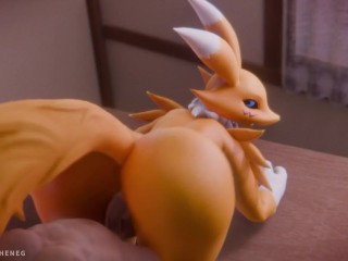 Renamon - Sexy furry MILF fucked on table