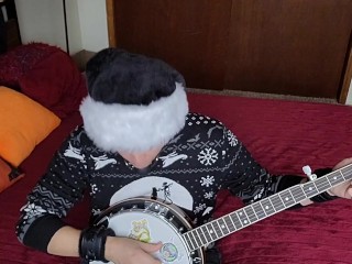 Transgirl Anally Masturbates While Playing Banjo