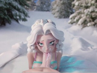 The Cold Never Bothered Me Anyway Kristoff. Elsa Giving A Cheating Blowjob In The Snow.