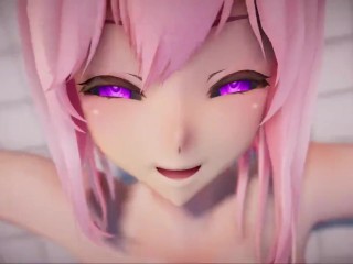 Огромная муха кончила в аниме милашку