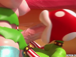 FUTA Princess Peach cumming from deepthroat blowjob 3D animation