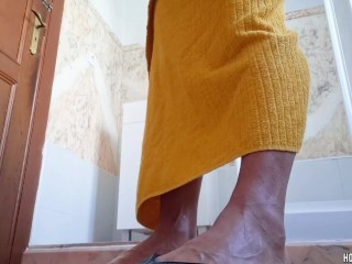 Touching and humping my big dick in the shower and cumming riskily in the women's bathroom