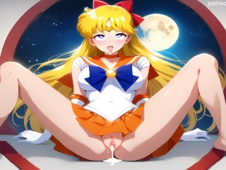 Sailor Venus transformed and accidentally lost her clothes