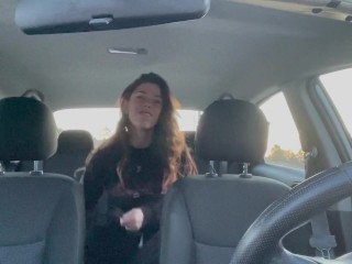 Horny Slut Masturbates in Her Car in a Public Parking Lot