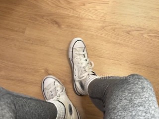 Moaning Latina gives Wild Sockjob