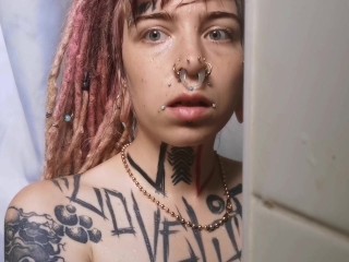 Sewerslut self inflicted struggle tattooed slut swallow a load of soap struggles in the shower