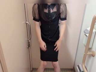 🍊【女装】黒のシースルードレスきてローションオナニー❤️