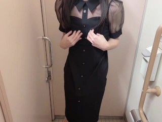 🍊【女装】黒のシースルードレスきてローションオナニー❤️