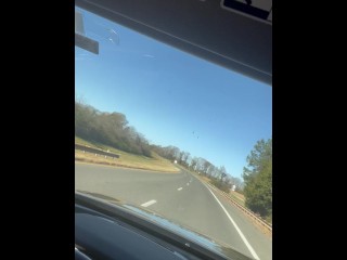 Jerking my big white cowboy cock driving down the road at 60 MPH pt 1