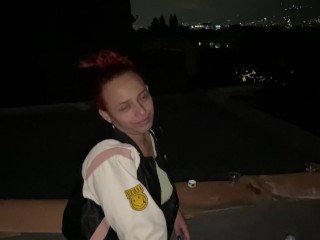 My stepbrother fucks me on the terrace of my house and I don't mind being seen by my neighbors