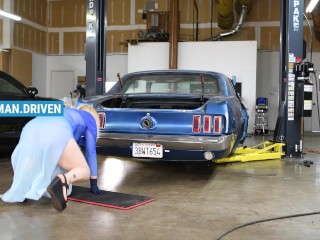 Hot Blonde Latina Checks Car Safety In Transparent Dress!