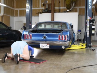 Hot Blonde Latina Checks Car Safety In Transparent Dress!