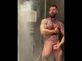 Horny shower jerk--I loved rubbing my cock on the glass