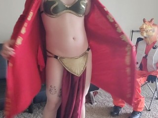 Jar Jar Binks sits in the Cuck Chair while Trans Stormtrooper pleasures herself