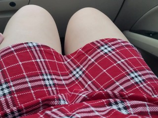 Sexy Petite in Short Skirt lets Me Touch Her Legs in Car