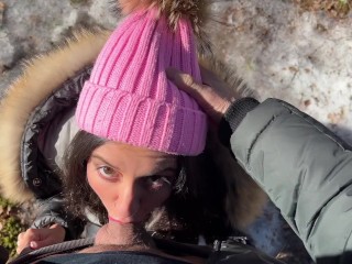 Real Sex in Winter Snowy Forest with Cum in Pussy - Creampie