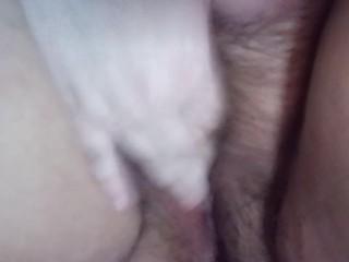 Playing with my dripping wet hair pussy come join me