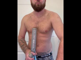 Bong hit with cock flash