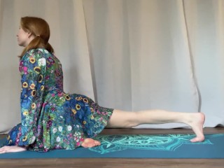 Cute Teen Does Yoga in a Floral Dress | Sierra Ky