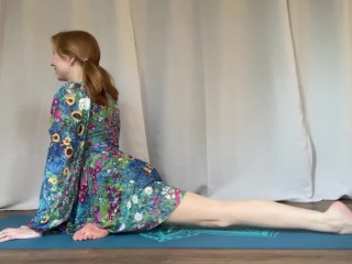 Cute Teen Does Yoga in a Floral Dress | Sierra Ky