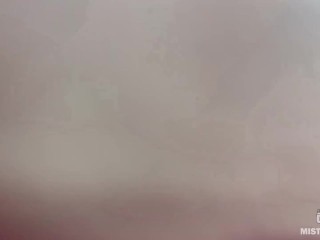 POV big Mistress ass facesitting and foot gagging in short skirt and white stockings