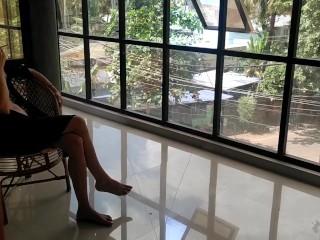 Horny Nice Blonde Milf Smoking On Vacation.