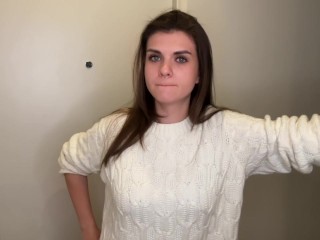 Stepson saw Stepmother’s Big Cumshot through pants in the office