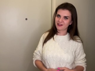 Stepson saw Stepmother’s Big Cumshot through pants in the office