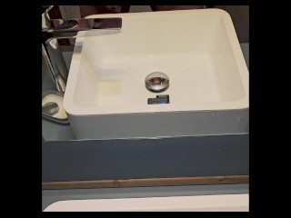 Sneaky, splashy, and desperate sink piss from two POV