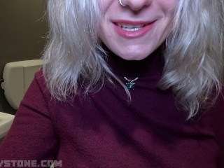 College girl wants cock in the library bathroom | Wet Dildo fuck and squirt!