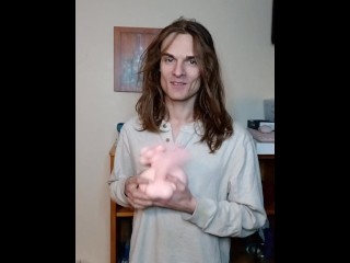 Unhinged Shenis Enjoying Himbo jerks off a futanari onahole in his mother's basement