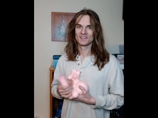 Unhinged Shenis Enjoying Himbo jerks off a futanari onahole in his mother's basement