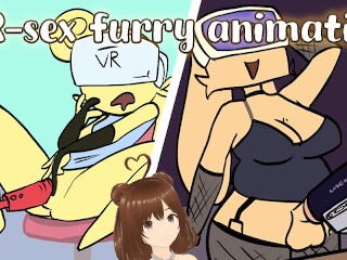 We fuck with sex virtual sex devices and I end up cumming inside her (Furry animation) - Jazziuu