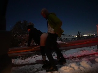 Outdoor and Hotel Sex Orgasm Ski Trip