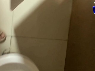 first time making sex video in a public restroom and full of people - too risky