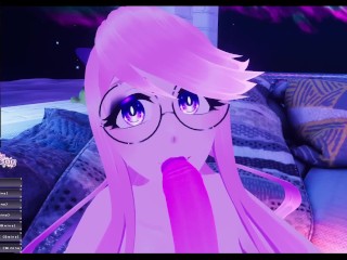 Vtuber takes rough throat fuck with machine with plug in ass AND pussy fucking