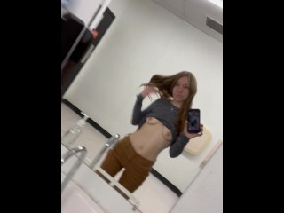 Mommy flashes small titties in store