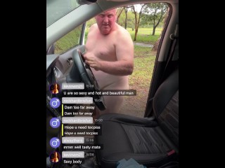 Live stream Wanking Naked on public walking trail. Almost got caught cuming