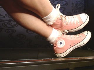 Walking in Pink Converse High Top Sneakers Ruffled Socks
