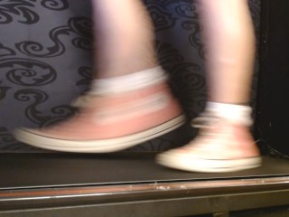 Walking in Pink Converse High Top Sneakers Ruffled Socks