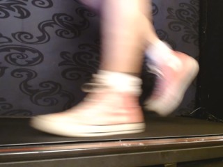 Walking in Pink Converse High Top Sneakers Ruffled Socks