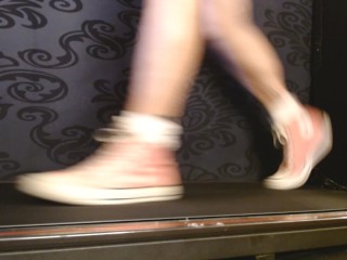 Walking in Pink Converse High Top Sneakers Ruffled Socks