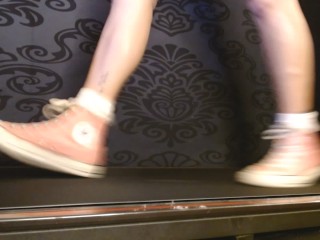 Walking in Pink Converse High Top Sneakers Ruffled Socks