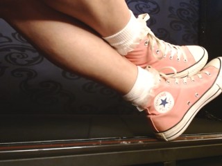 Walking in Pink Converse High Top Sneakers Ruffled Socks