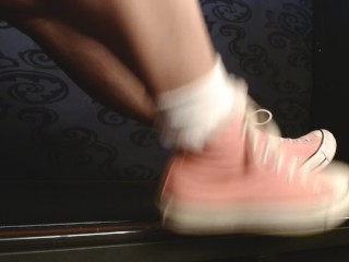 Walking in Pink Converse High Top Sneakers Ruffled Socks
