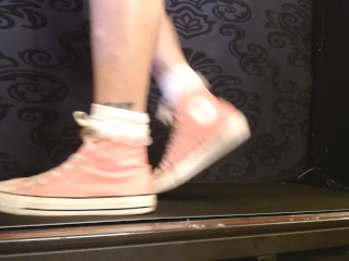 Walking in Pink Converse High Top Sneakers Ruffled Socks