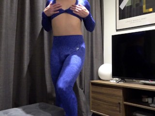 Sissy Strips Naked in Gymshark Leggings (Big ass & Dick Striptease)