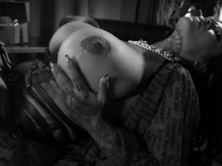 Sabien DeMonia teasing in black and white