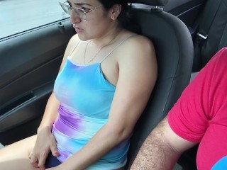 My horny wife masturbates on the way home