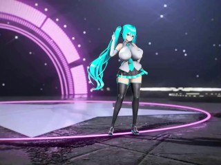 Hatsune Miku Vocaloid Huge Boobs Undress Dance Hentai Bibbidiba Song MMD 3D All Colors Compilation